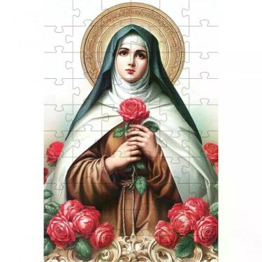 Imagem de Quebra-cabeça Sagrado Santa Terezinha das Rosas em 60 Peças para Memória e Concentração Indicado para Idosos Coleção Tea