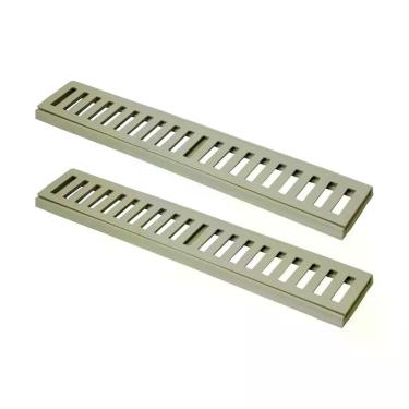 Imagem de Kit Ralo Grelha Linear 7434X2GDA Captação Águas Pluviais com Caixilho Alumínio Bege GDA Industria e Distribuidora