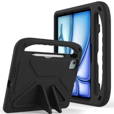 Imagem de UUcovers Capa infantil para iPad Air de 11 polegadas M2 2024 (iPad Air 6ª geração) com alça/suporte/suporte para caneta/suporte leve, resistente, à prova de choque, linda capa de EVA macia, preta