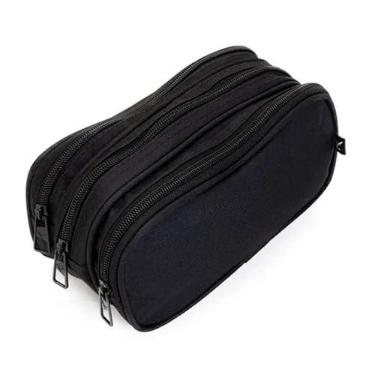 Imagem de Estojo Escolar Grande Masculino Unissex Feminino Bolsinha Necessaire Triplo com 3 Ziper