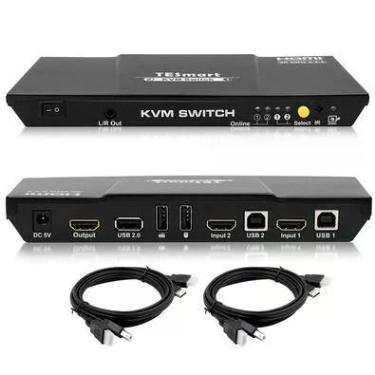 Imagem de Tesmart HDMI2.0 Versão 4 K Ultra HD 2 X 1 HDMI Switch KVM 3840 X 2160 @ Hz 4: 4: 4 Suporta USB 2.0 Devices Control De Até 2 Computers/servers/dvr