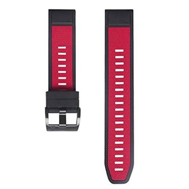Imagem de DFAMIN Novas pulseiras de relógio inteligente para Garmin Fenix 7 7X 6 6S 6X 5X 5 5S 3 3HR Forerunner 935 945 S60 pulseira de silicone de liberação rápida (cor: vermelho preto, tamanho: