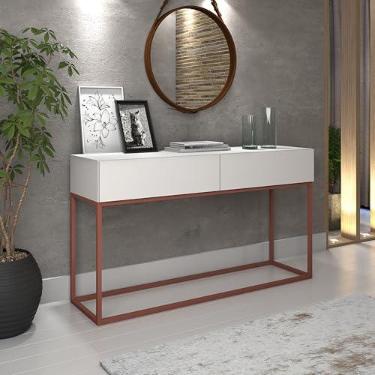 Imagem de Aparador Eros 110cm Comprimento Pés Em Metal Rosegold Móvel Branco