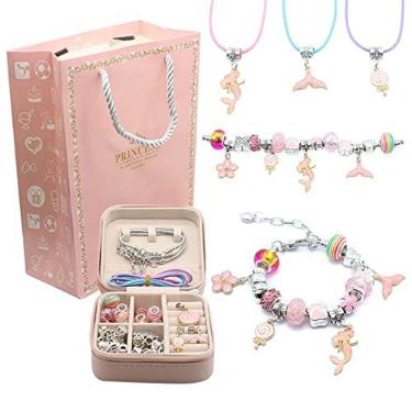 Imagem de RIPTEADRY Kit de fabricação de pulseiras com pingentes, 66 peças, conjunto de joias para meninas com berloques e pingentes | Caixa de presente para joias para meninas, adolescentes e crianças