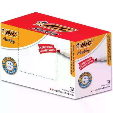 Imagem de Pincel para Quadro Branco BIC Marking Recarregável Vermelho - Caixa co