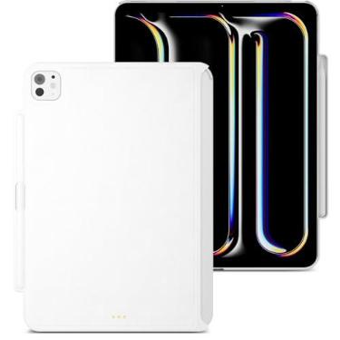 Imagem de MAGEASY CoverBuddy para iPad Pro 2024 de 11 polegadas - Capa para iPad Pro compatível com Magic Keyboard para iPad Pro (M4), espessura aprimorada e dissipação de calor - branca (couro)