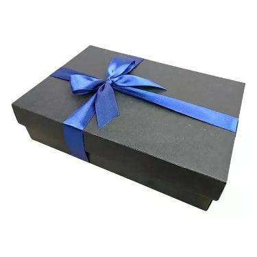 Imagem de Caixa De Presente Reforçada Com Cetim 35x24cm Berit Brasil Preto Azul 