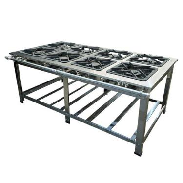 Imagem de Fogão Industrial de Centro 8 Bocas 4 Duplas Cefaz Linha Gold Baixa Pressão Inox C-I430-CFZG-167