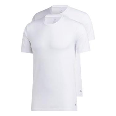 Imagem de adidas Camisetas de algodão elástico gola redonda (pacote com 2) branca/branca