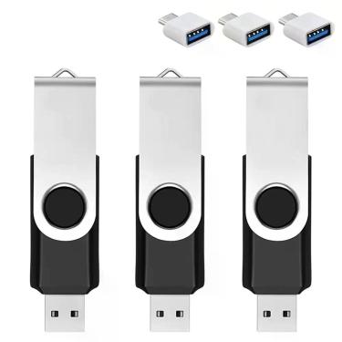 Imagem de Pen drive USB Bliksem 128GB - Kit com 3 unidades e adaptador Tipo C