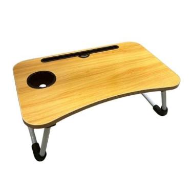 Imagem de Mesa Apoio Dobrável Cama Sofá Notebook Tablet Refeição Mesinha(Marrom Escuro)