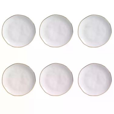 Imagem de Conjunto de Pratos de Sobremesa Orgânico New White Gold 6 Peças Cerâmica Branco Porto Brasil