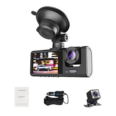Imagem de CIADAZ 1080P DVR Dash Camera Front &Inside &Traseira Gravador de Condução Tela de 2 Polegadas Suporte para Dashcam Gravação de Loop de Visão Noturna Bloqueio de Uma Tecla
