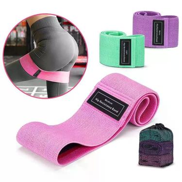 Imagem de Kit 3 Faixas Elásticas de Exercícios Dk Hip Resistance Bands Fortalecimento Muscular Mobilidade Flexibilidade Rosa