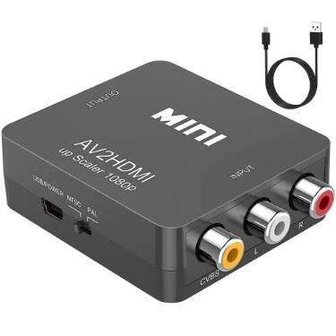 Imagem de ABLEWE Conversor RCA para HDMI, AV para HDMI, Mini RCA 1080P composto CVBS adaptador conversor de áudio e vídeo compatível com PAL/NTSC para TV/PC/PS3/STB/Xbox VHS/VCR/Blue-Ray DVD Players, cinza