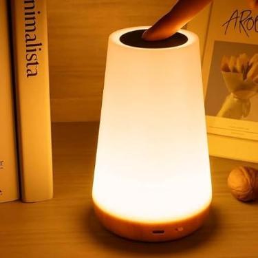 Imagem de Luminária de Mesa LED Toque - RGB 13 Cores, 5 Níveis de Brilho, Recarregável, Portátil - Lâmpada de Cabeceira USB, Abajur Infantil e para Quarto