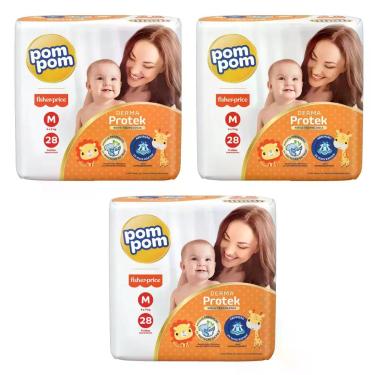 Imagem de Kit Fralda Pompom Derma Protek Tam M - ATACADO BARATO - 84 Unidades/Ti