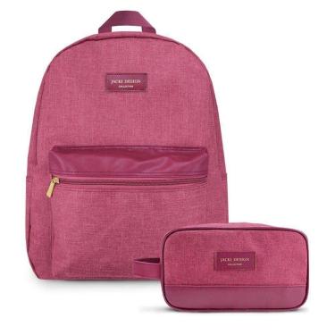 Imagem de Kit Mochila E Necessaire C/ Alça Joy Vinho - JACKI DESIGN