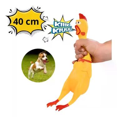 Imagem de Mordedor para Pet Frango de Borracha com Apito Amarelo 41CM 1