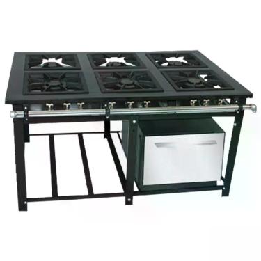 Imagem de Fogão Industrial Venâncio 6 Bocas 3 Duplas A Gás Natural Baixa Pressão Com Forno M6fd3-gn