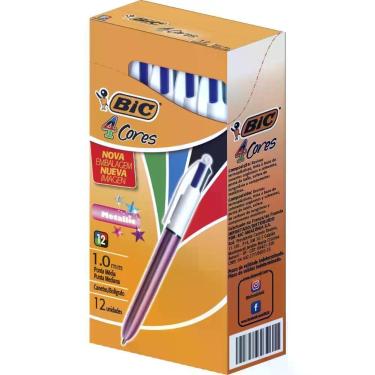 Imagem de Caneta Esferográfica BIC 4 Cores Metallic Corpo RS - Caixa com 6 Unida