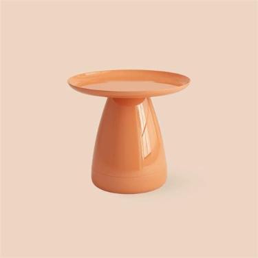Imagem de Mesa lateral minimalista para sofá de cores vivas, cabeceira redonda no quarto, café pequeno e final na sala de estar feita de plástico (laranja)