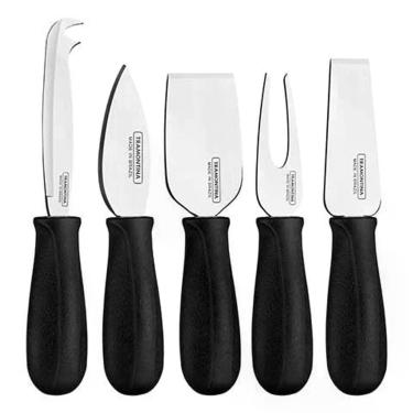 Imagem de Kit P-queijo 23498019 Inox 5 Peças Design Funcional e Inovador para Queijos Preto Tramontina