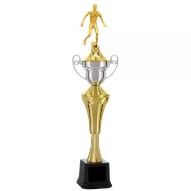Imagem de Troféu de Futebol Vitória Vencedor 401881 62cm em Polímero Metalizado Dourado Preto e Prata