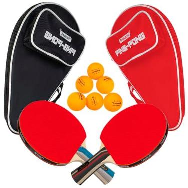 Imagem de Kit 2 Raquete De Ping Pong Tênis De Mesa Profissional Com Raqueteira