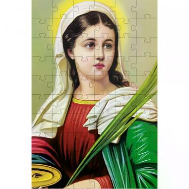 Imagem de Quebra-cabeça Religioso Cognitivo Santa Luzia 35 Peças MDF para Memória e Concentração Indicado para Idosos Coleção Tea