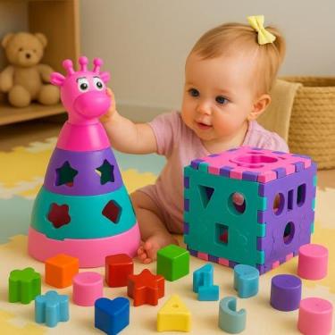 Imagem de Kit de Brinquedos para Bebês de 1 Ano Menina Rosa