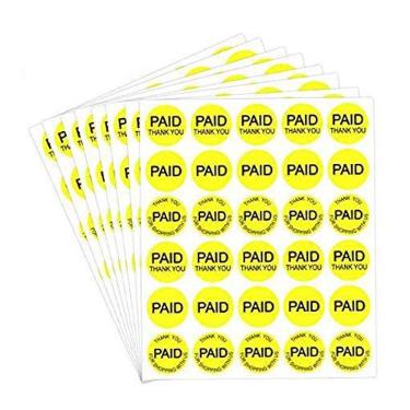 Imagem de Adesivos de agradecimento pagos - "Obrigado por comprar com os EUA" etiqueta paga 3/4" etiquetas de preço autoadesivas de varejo redondas de ponto de preço de varejo, pago nos EUA (amarelo fluorescente) - 1500 etiquetas por pacote