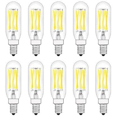 Imagem de PIFUT Lâmpada LED T8, Lâmpada LED regulável E12, 110v 600 Lumens equivalente a 5000K 60W lâmpada tubular de vidro transparente, melhor substituição para lâmpada incandescente, lâmpadas LED candelabro, pacote com 10 (branco diurno)