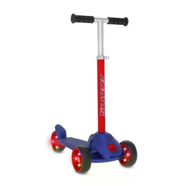 Imagem de Patinete Infantil Skatenet Led Ajustável Azul com Guidão Regulável Até 106cm 3 Rodas 80kg Brinquedos Bandeirante