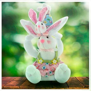 Imagem de Decoração De Páscoa Família De Coelhos Artesanal 35cm