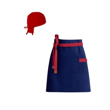 Imagem de Avental Cintura Azul Marinho Bandana Vermelho Barista Bistro - CASACHA