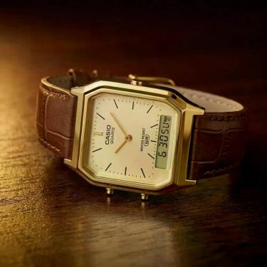 Imagem de Relógio Casio Unissex Anadigi Vintage Dourado AQ-230EGL-9ADF