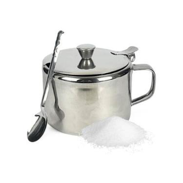 Imagem de Açucareiro Inox Com Colher P/Servir Mesa Porta Açúcar 250g - KeHome