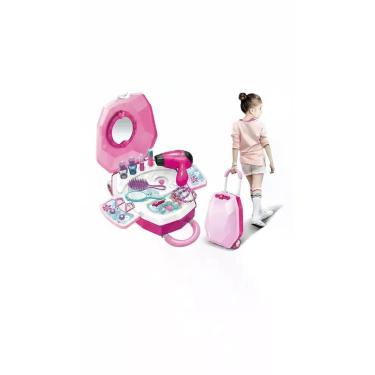 Imagem de Maleta Infantil Mania De Beleza Penteadeira Com Acessór Rosa - DM Toys