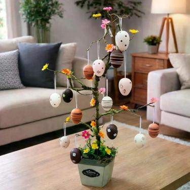 Imagem de Arvore de Páscoa Árvore Osterbaum Galhos Flexíveis Decoração Temática Colorido 80CM