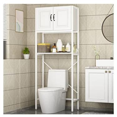 Imagem de Hokcus Molduras de armazenamento multifuncionais para arruela de prateleira sobre vaso sanitário, suportes de armazenamento de banheiro, armários em concha economizam espaço prateleira de canto superior de armazenamento no chão, no banheiro W