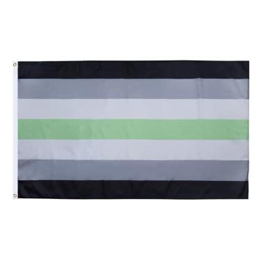 Imagem de AZ FLAG - Bandeira do Orgulho Agender - 9,5 cm x 1,5 m - Poliéster 100D Genderqueer - Banner não binário com dois ilhós de metal - Resistente ao desbotamento - Cores vivas - 90 cm x 1,5 m - 150 x 90