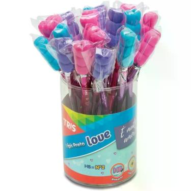 Imagem de Lapis Preto Redondo TRIS Love C/BORRACHA Coracao - Summit