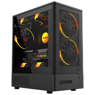 Imagem de Gabinete Gamer Pcyes Kauri Black Vulcan, Lateral em Vidro Temperado, U