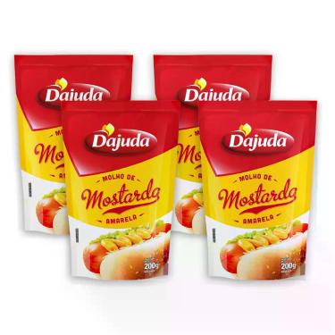 Imagem de 4Un Mostarda DAjuda Amarela 200G Para Lanches Frango Salsichão Grelhad