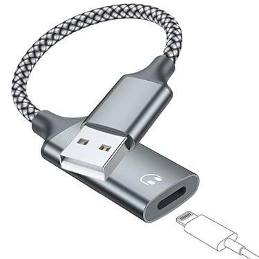 Imagem de LecLooc Cabo adaptador de áudio USB A para Lightning USB 3.0 macho para Lightning fêmea HiFi conversor de fones de ouvido compatível com USB A, MacBook, computador, PC, suporte para controle de volume