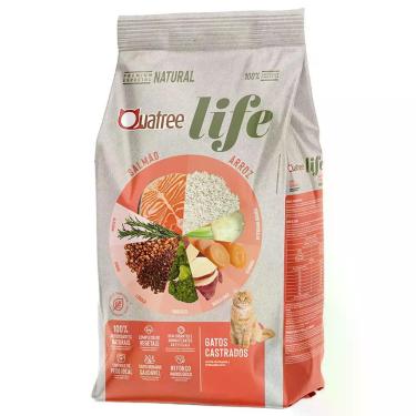 Imagem de Ração Seca Quatree Life Salmão e Arroz Gatos Castrados 1Kg