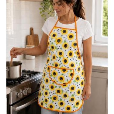 Imagem de Avental de Cozinha Estampado com Plástico - Flor de Girassol - Arte & 