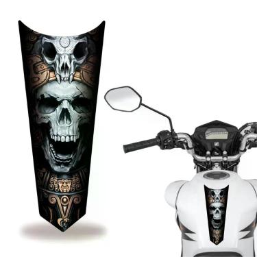 Imagem de Adesivo Faixa Gravata Tanque Moto Caveira Cinza2