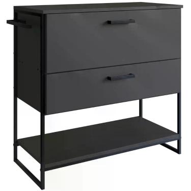 Imagem de Gabinete Banheiro Industrial 80 Cm 1028 Grafite Aço Preto Pp - PLACA &